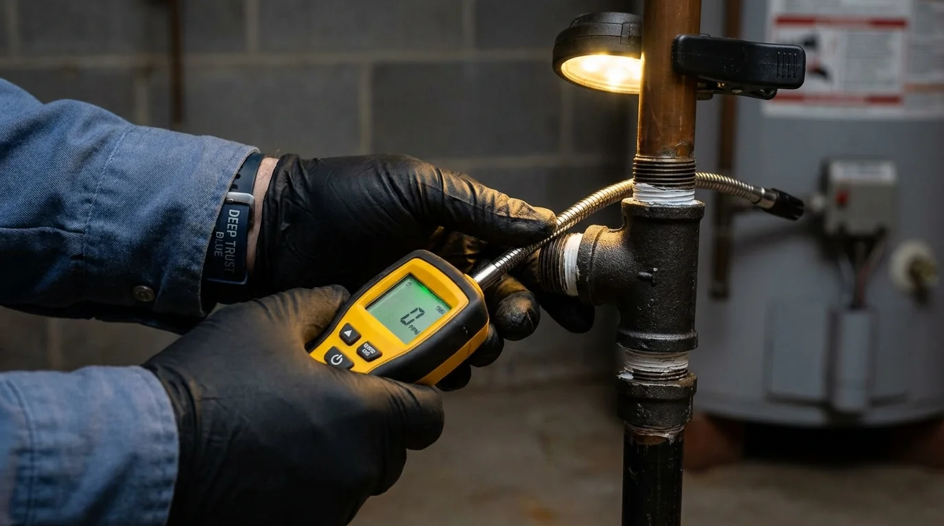 Gas leak detection with electronic sniffer by Johns Plumbing LLC in Dolton